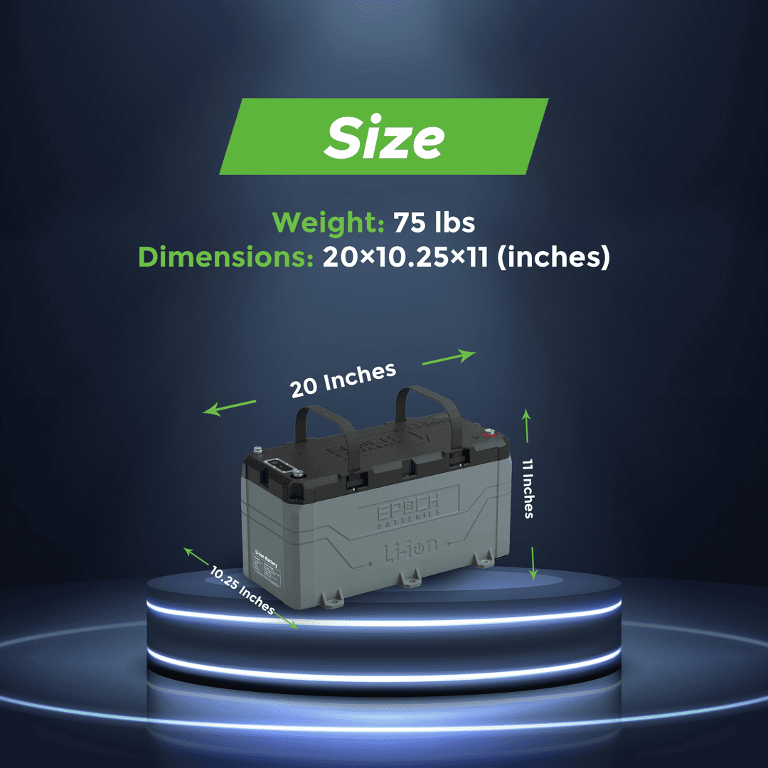 Epoch Battery, 36 V, M8 Threaded Stud Top Terminal, Lithium Iron Phosphate Style (LiFePO4) - B36100A-A