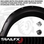 TrailFX Fender Flare, 2 in Front And 2-1/4 in Rear Tire Coverage, Black Smooth Paintable Finish, Set Of 4 - TFF3002S