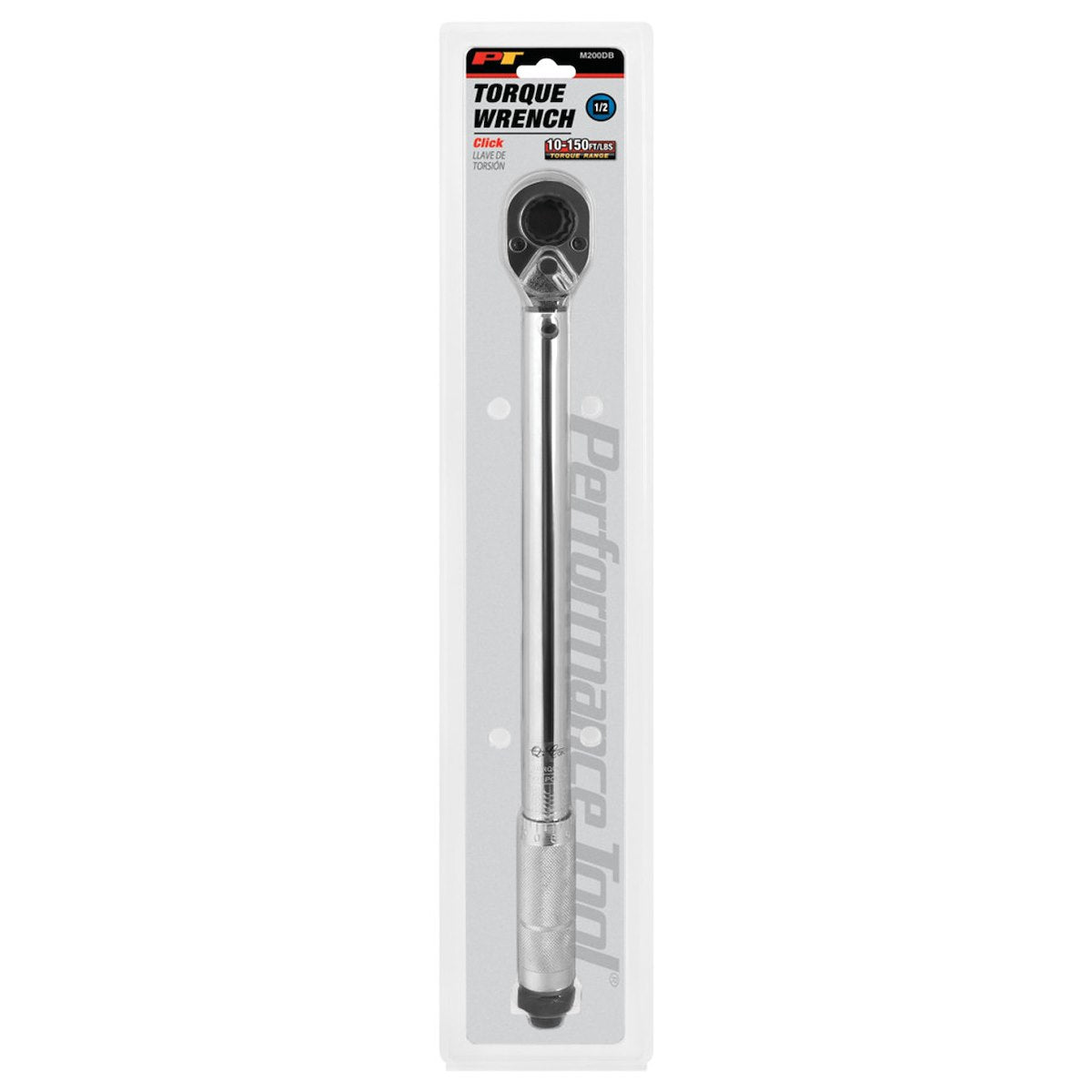 Performance Tool Torque Wrench, 1/2 in Drive, 10-150 ft lb Torque Range, Chrome Plated - M200DB