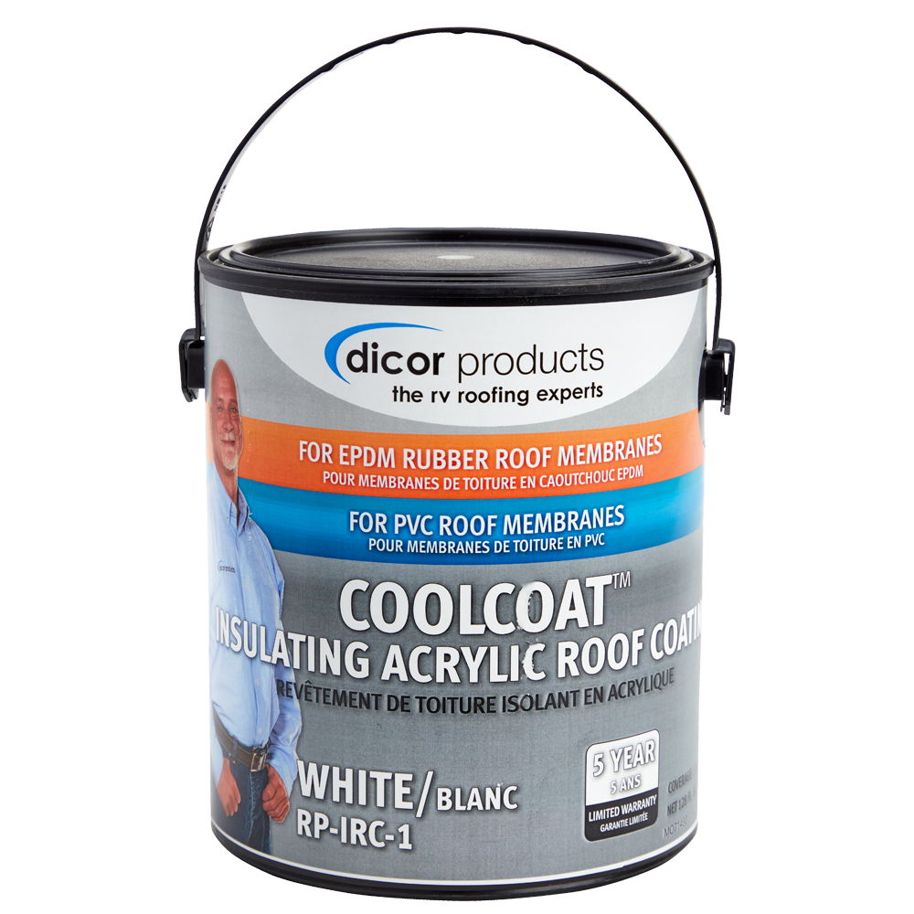 Dicor Corp. Roof Coating, 125 Square ft, With Insulating Ceramic Microcells, White - RP-IRC-1