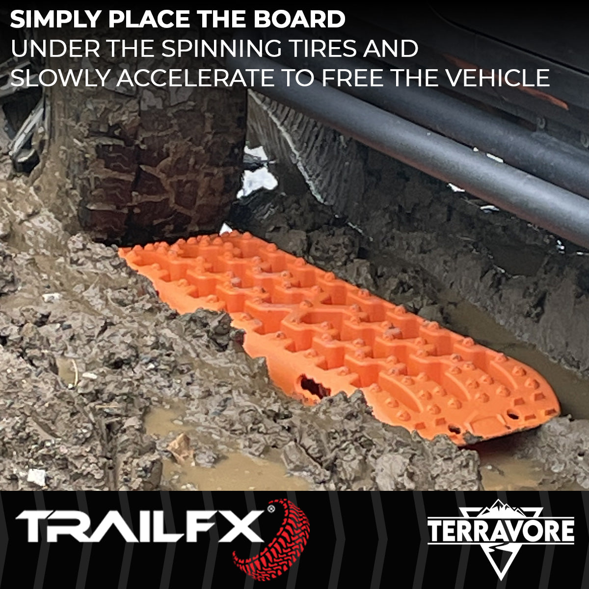 TrailFX Traction Mat, 42-1/2 in Length x 12-1/2 in Width x 2-1/2 in Height, Supports 20,000 lb, Set Of 2 - TBOR01