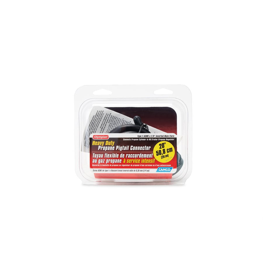 Camco Propane Hose, Type 1 ACME Nut x 1/4 in Inverted Male Flare, 20 in Length - 59073