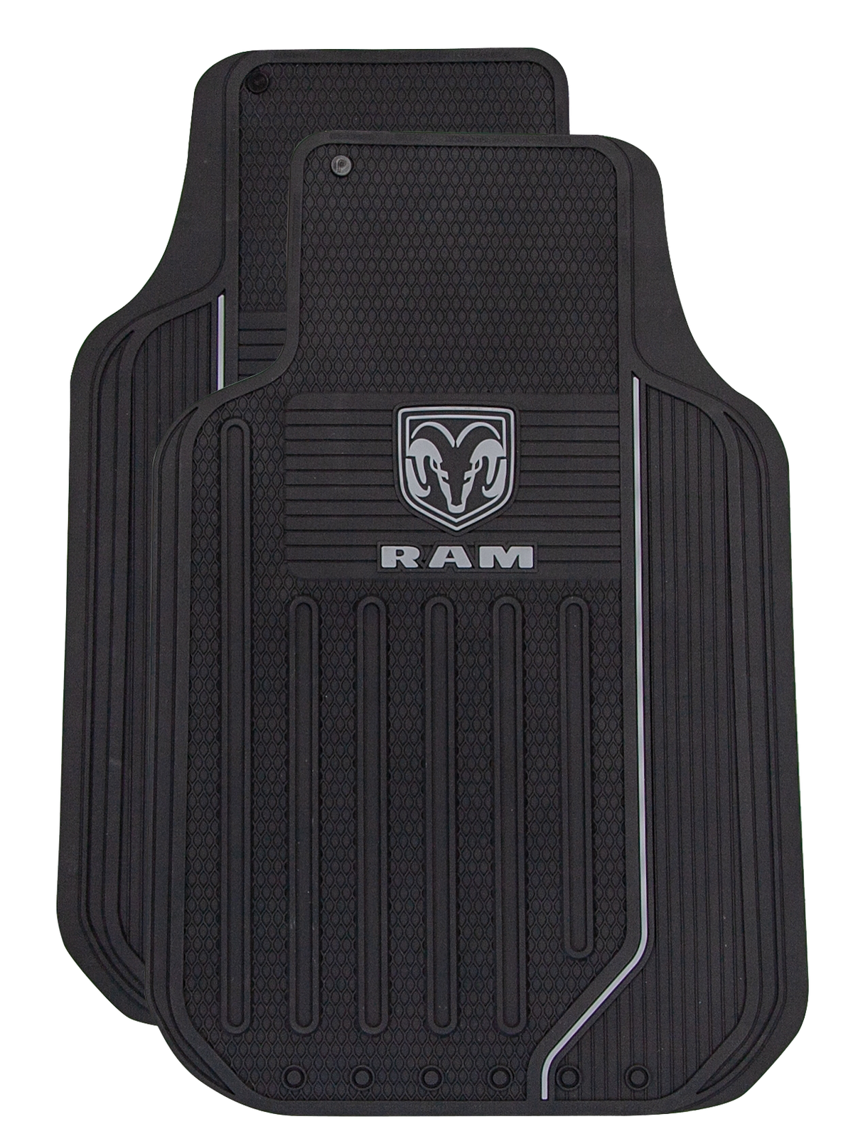 Plasticolor Floor Mat, Black, Front 26-3/4 in Length x 18-1/8 in Width, White Ram Logo - 001599R25