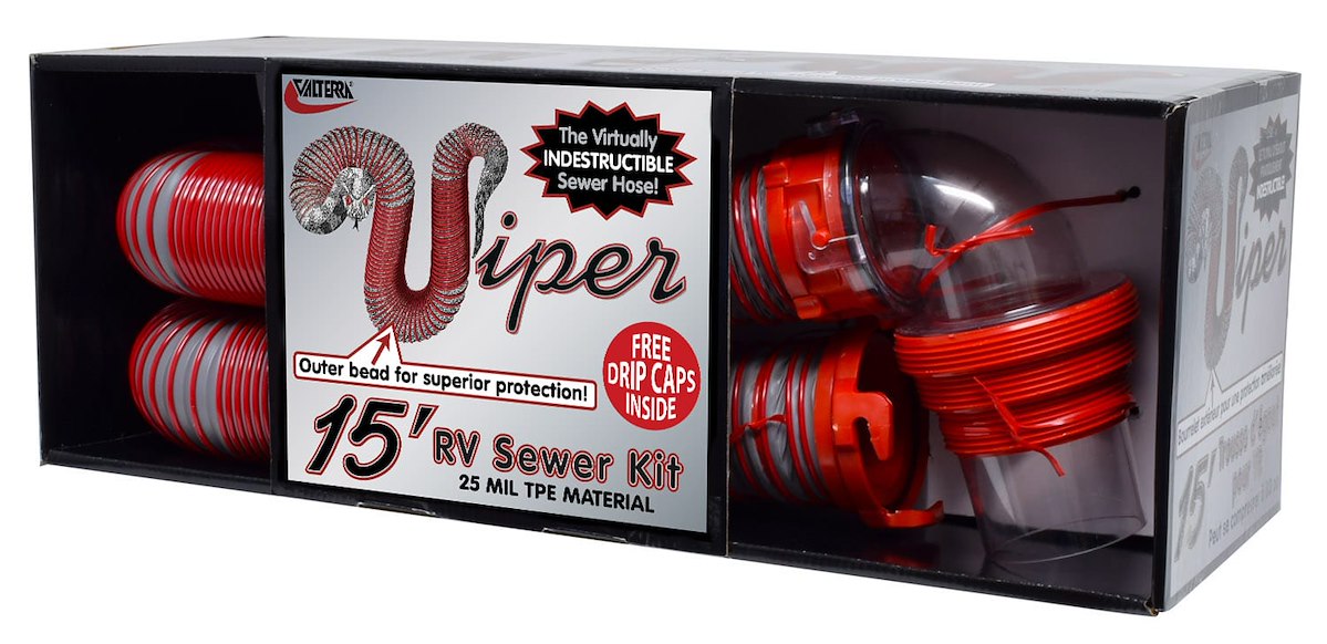 Valterra Sewer Hose, 15 ft Extended Length, 3 in Diameter, 25 Mil TPE Material - D04-0450