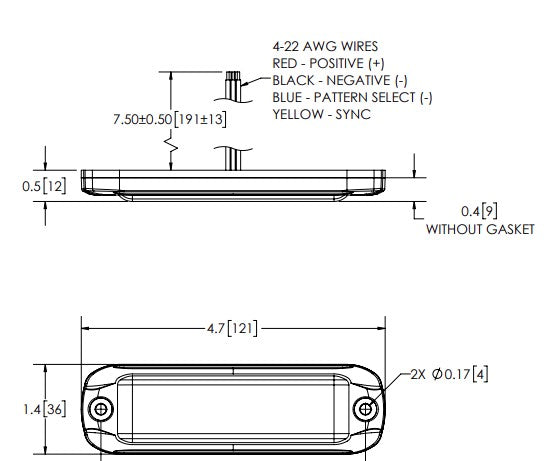 Ecco Electronic Warning Light, ED Series, 4-3/4 in Length x 0.37 in Width x 1.4 in Height, Directional LED - ED3801A
