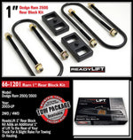 ReadyLIFT Leaf Spring Block Kit, 1 in Rear Lift, Includes 2 Rear Blocks/4 U-Bolts and Hardware - 66-1201