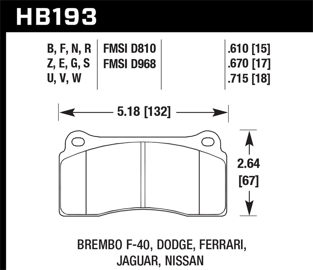 Hawk Performance Disc Brake Pads HB193F.670 product image 2