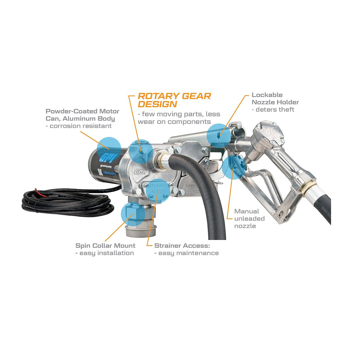 GPI Liquid Transfer Tank Pump, M-150S Series, 12 V DC, 15 gal Per Minute - 110000-99