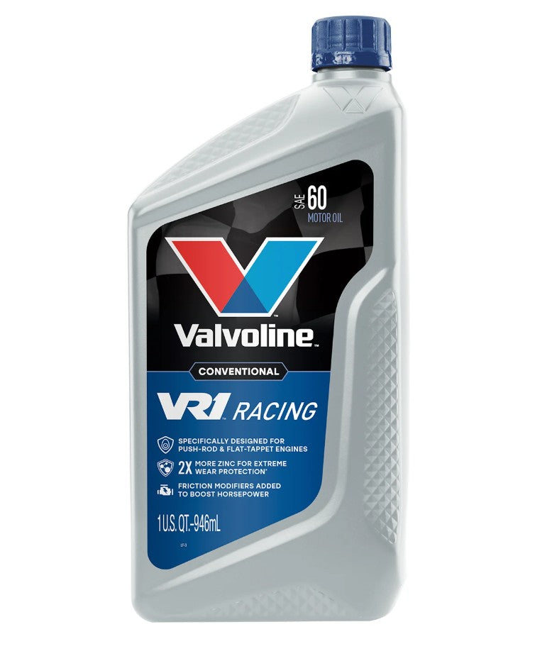 Valvoline Oil, VR1 Racing Oil, SAE 60, 1 qt Bottle, Case Of 6 - 822403