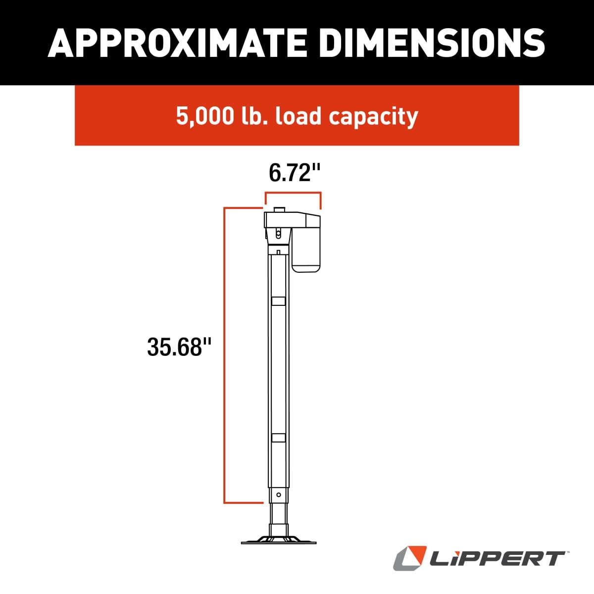 Lippert Leveling Jack, 5000 lb Capacity, 19-13/16 in Stroke, 38 in Maximum Height - 305340