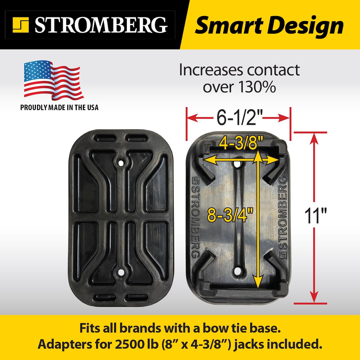 Stromberg Carlson Leveling Jack Foot Pad, Black, 11 in Length x 6-1/2 in Width, Set Of 2 - JBP-SJSC.2