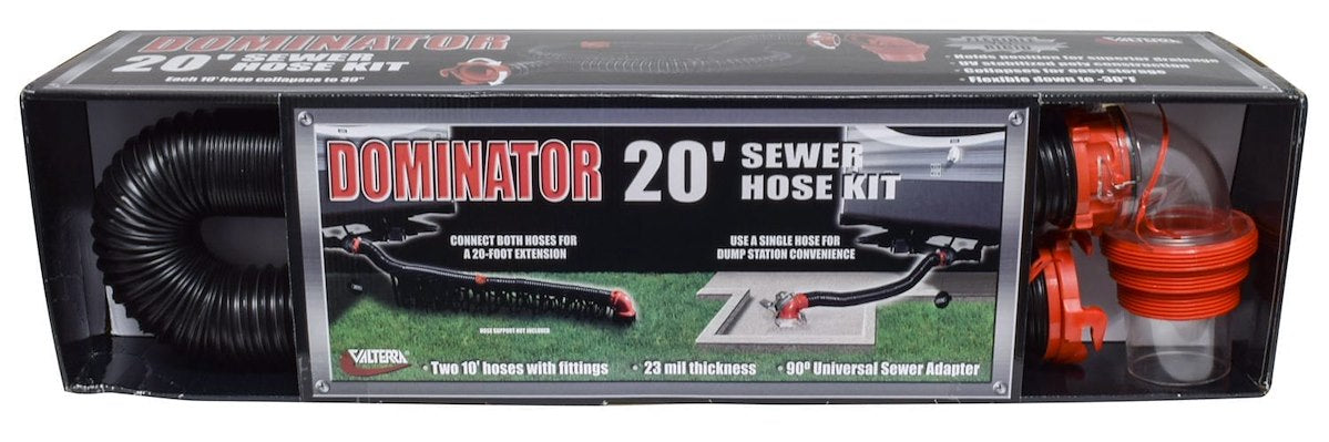 Valterra Sewer Hose, 20 ft Extended Length, 3 in Diameter, 23 Mil Poly Construction - D04-0275