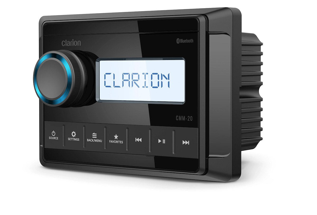 Clarion Radio, Bluetooth Music Streaming, 2.37 in TFT LCD Backlit Display With Dim Control, IP66 Weatherproof - 010-03223-00