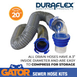 Duraflex Sewer Hose, 20 ft Extended Length, 76 in Compressed Length, 3 in Hose Diameter - 22004