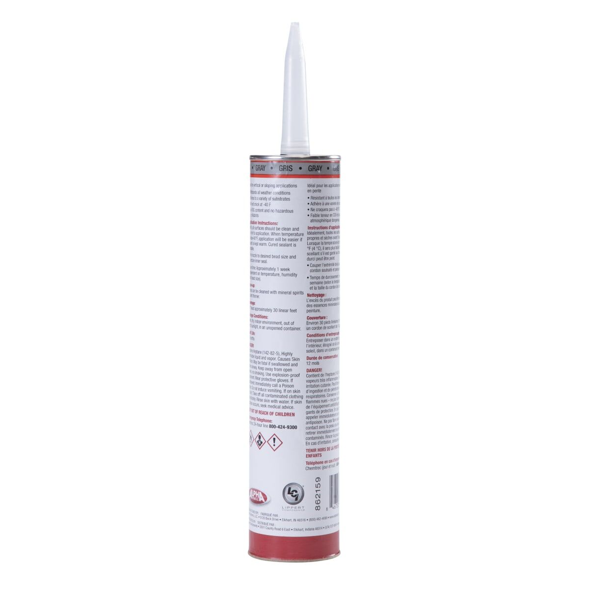 Lippert Caulk Sealant, 1010 Low VOC/Alpha Systems N101003TLCI, 10.3 oz Cartridge - 862159