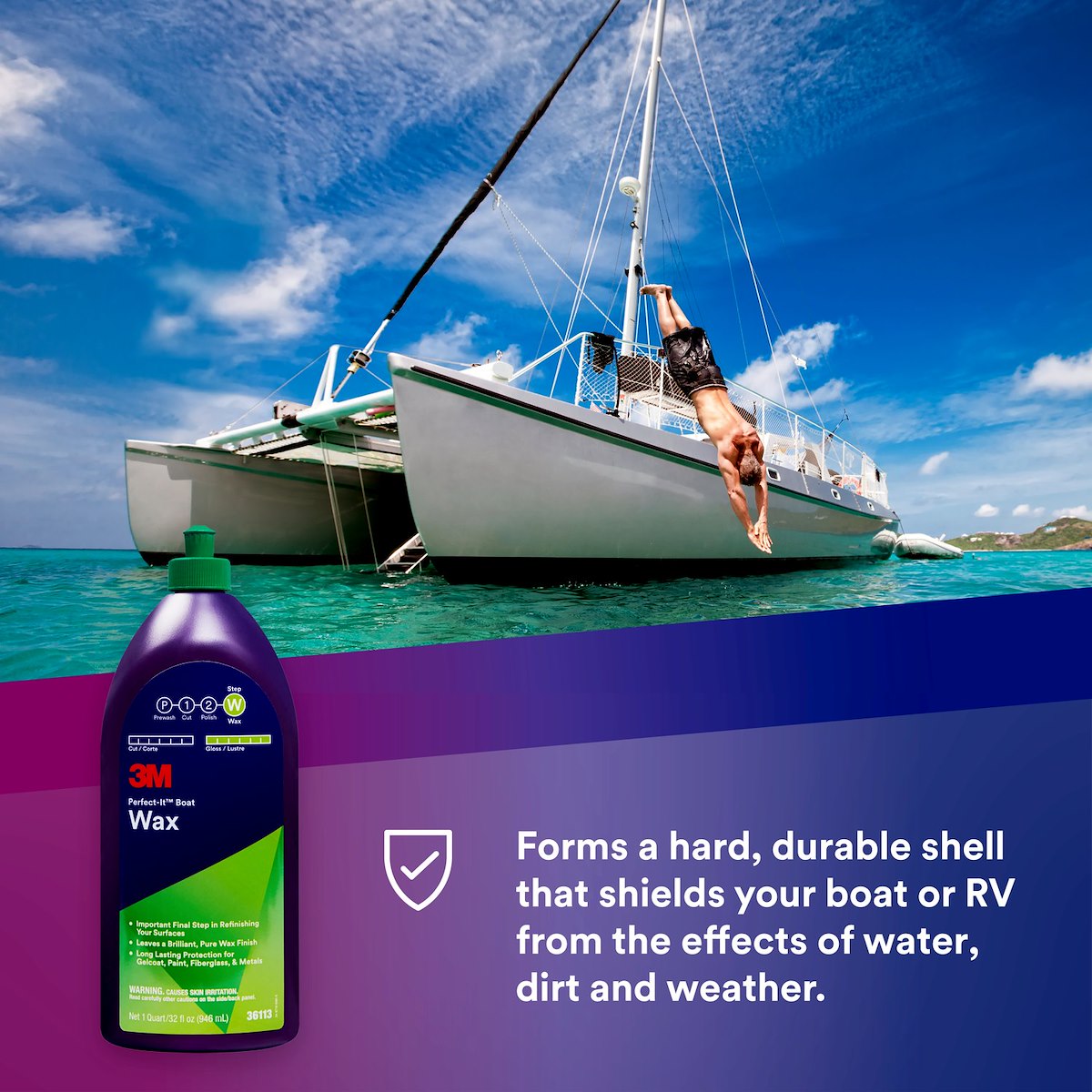 3M Marine Wax, 1 qt Bottle - 36113