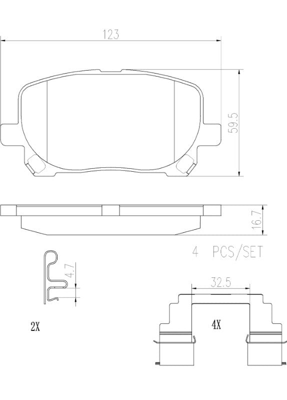 Brembo Brake Pad, FMSI Number D923-7824, Ceramic, Set Of 4 - P83061N
