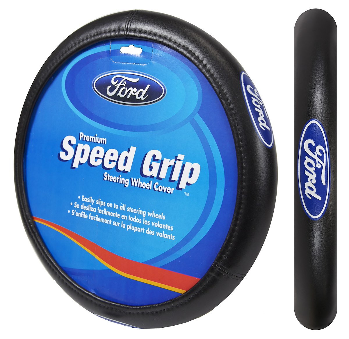 Plasticolor Steering Wheel Cover, Elite Series, For 14-1/2 To 15-1/2 in Wheels, Blue Ford Logo - 006725R01