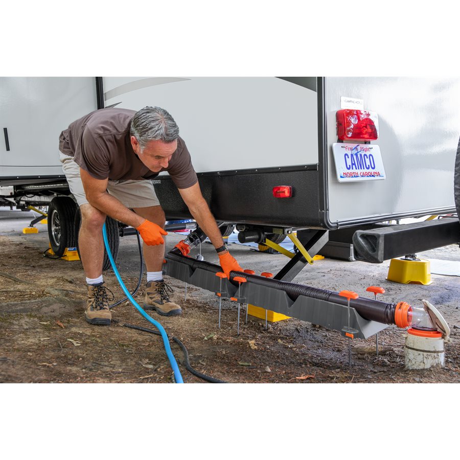 Camco Sewer Hose, 15 ft Extended Length, 3 in Diameter, 23 Mil Polyolefin Reinforced With Steel Wire - 39761