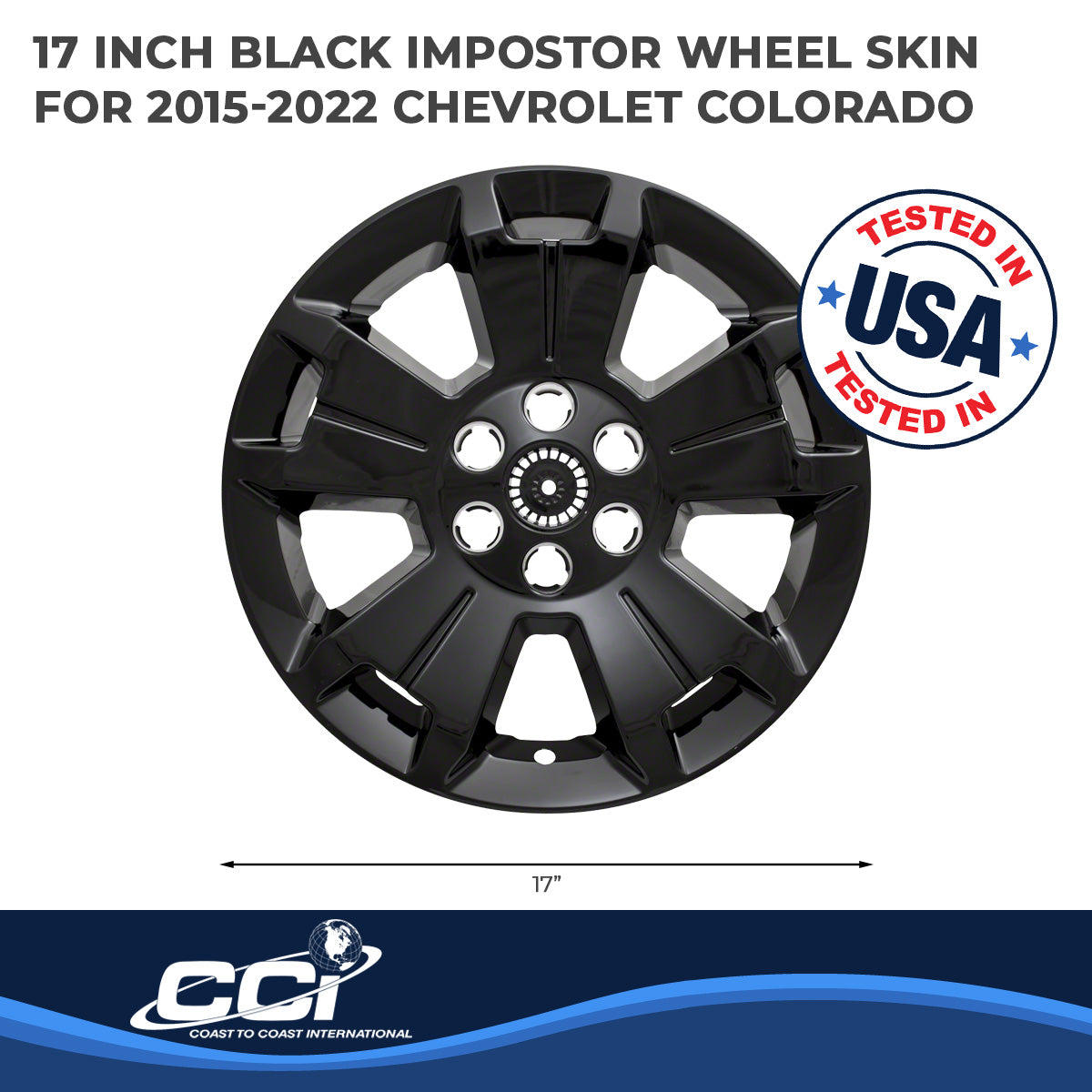 Coast2Coast Wheel Skin, 17 in, 5 Spokes, Gloss Black, Set Of 4 - IWCIMP405BLK