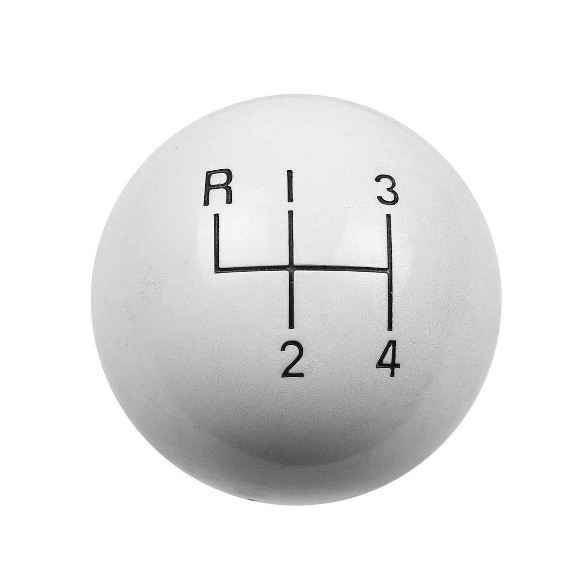 Hurst Manual Trans Shifter Knob, SAE 3/8-16, Round With 4 Speed Pattern/Hurst Logo, White - 1637626