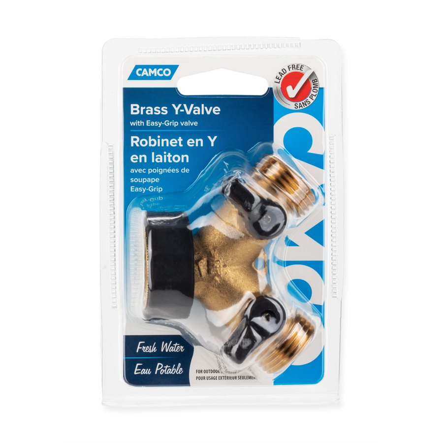 Camco Fresh Water Fill Hose Shut Off Valve, Brass, Complies With CA and VT Regulations For Brass Content - 20123