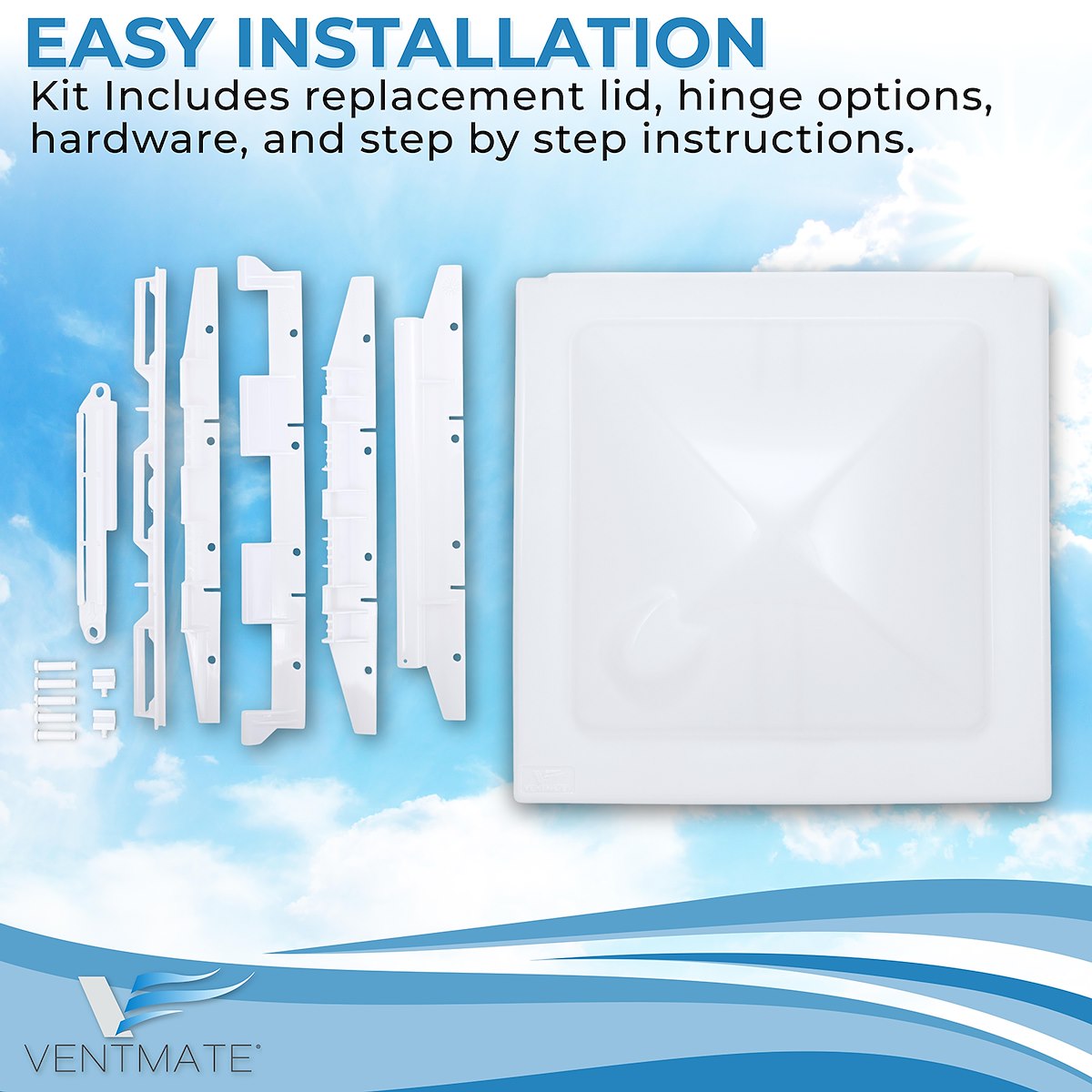 Ventmate Roof Vent Lid, For 14 in x 14 in Vents, White - 69177