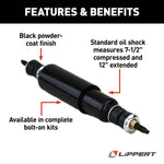 Lippert Shock Absorber, 12 in Extended Length/7-1/2 in Compressed Length, Black Enamel Finish - 283271