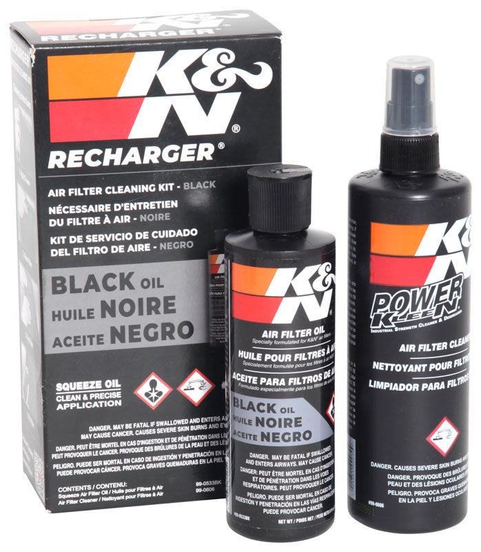 K&N Air Filter Cleaner Kit, 12 oz Bottle of Cleaner, Black - 99-5050BK