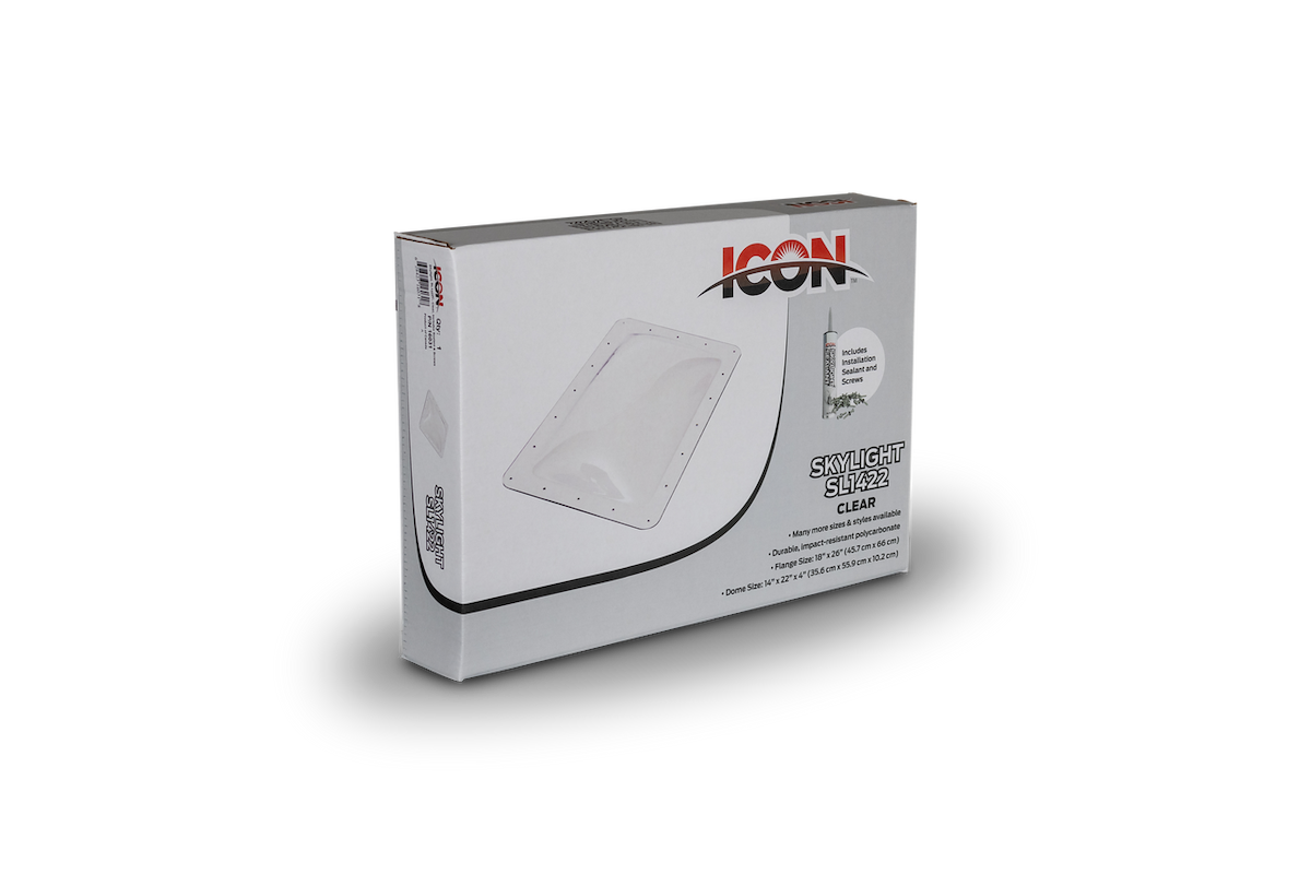 Icon Skylight, 4 in High Bubble Type Dome, For 22 in Length x 14 in Width Opening, 26 in Length x 18 in Width Flange - 01820