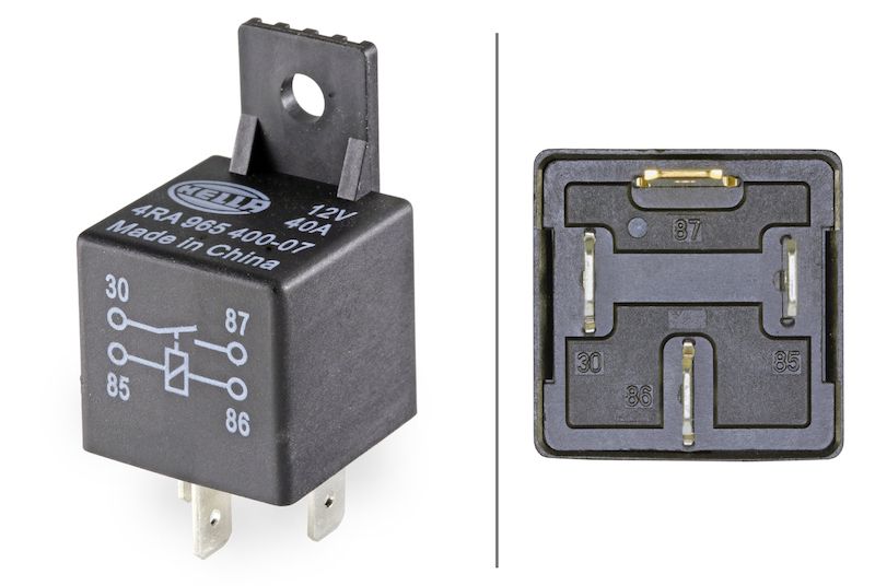 HELLA Multi Purpose Relay, 30 amp Continuous, 12 V, 4 Blade Terminal - 965400071