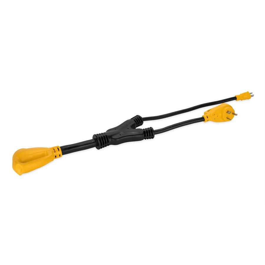 Camco Power Cord Adapter, For Providing Up To 45 amp To RV From 15 amp and 30 amp Outlets, 50 amp - 55025