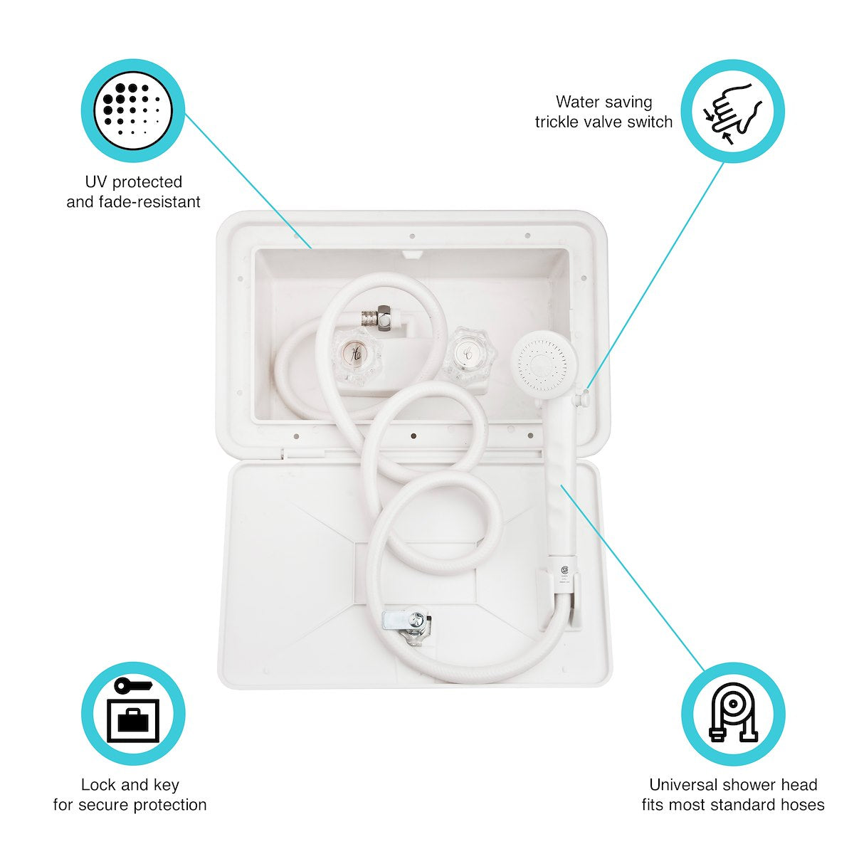 Dura Faucet Exterior Shower, 11 in Width x 6 in Height, White - DF-SA170-WT