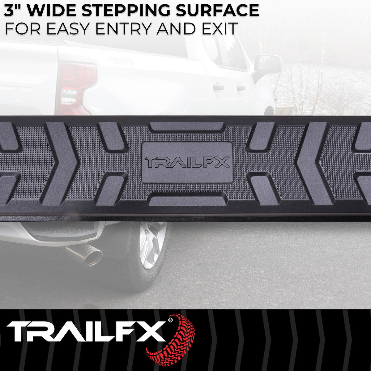 TrailFX Nerf Bar, TrailFX A4 Series, 4-1/2 in Hexagonal Straight, Titanium Black - AL4012B
