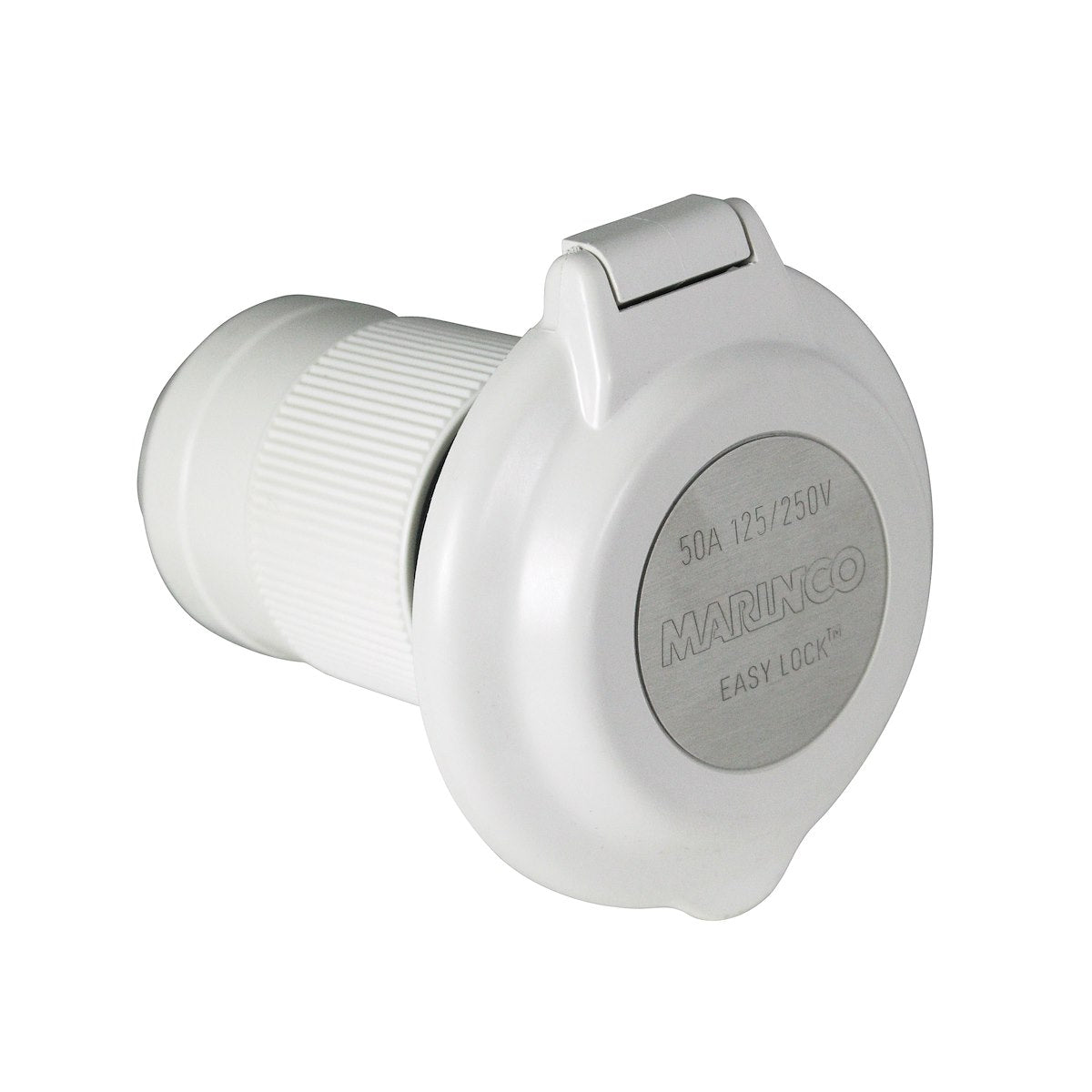 Marinco Power Inlet Port, 50 amp Power, 125/250 V AC, White - 6344EL-BRV
