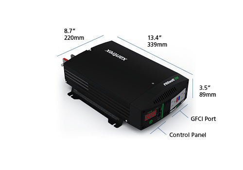 Xantrex Power Inverter, Inverts 12 V DC To 120 V AC, 900 Watts Output/2000 Watts Surge, 90 Percent Efficiency - 806-1210