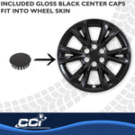 Coast2Coast Wheel Skin, 18 in, 6V Spokes, Gloss Black, Set Of 4 - IMP518BLK