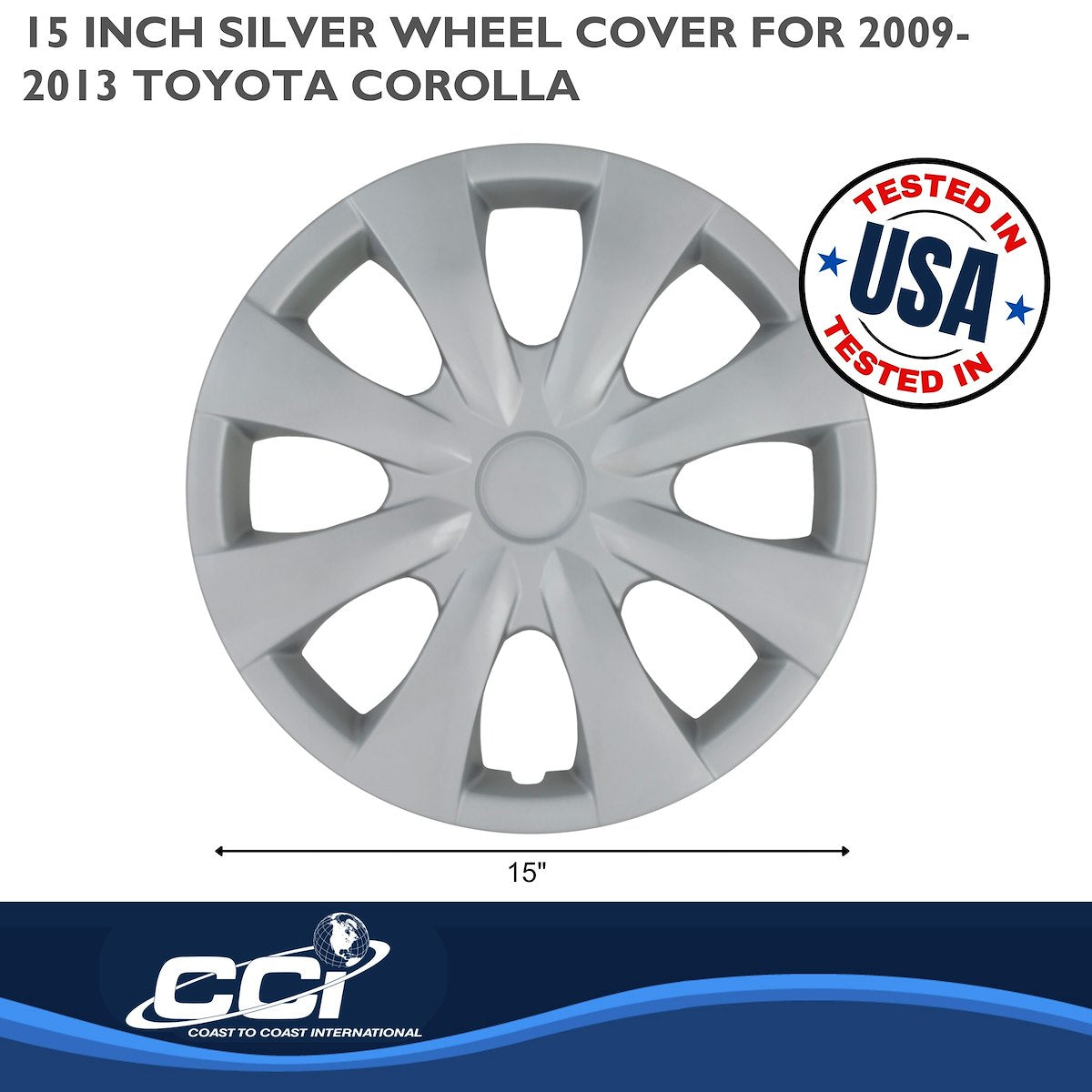 Coast2Coast Wheel Cover, 15 in, 8 Spoke, Set Of 4 - IWC45015S
