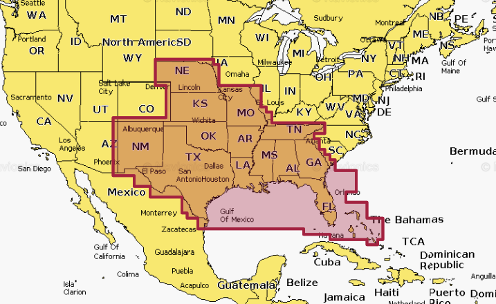 Navionics Marine Cartography, Detailed Coverage Of US South Lakes/Rivers And Coastal, Region Code: NAUS006R - 010-C1369-30
