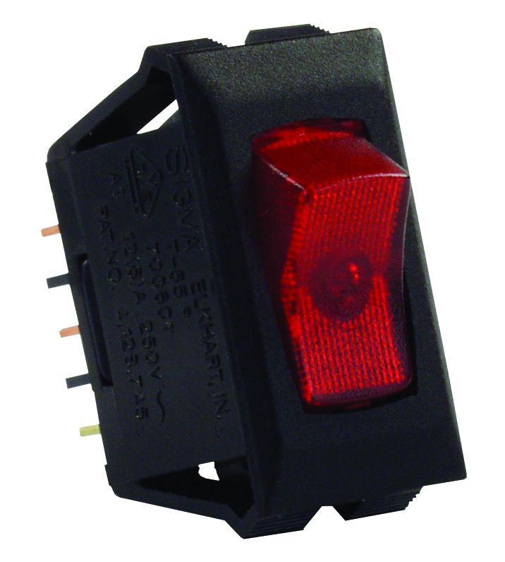 JR Products Multi Purpose Switch, 12 V, 1.125 in x 0.550 in Cutout, 1.120 in x 0.547 in (Switch) - 12525
