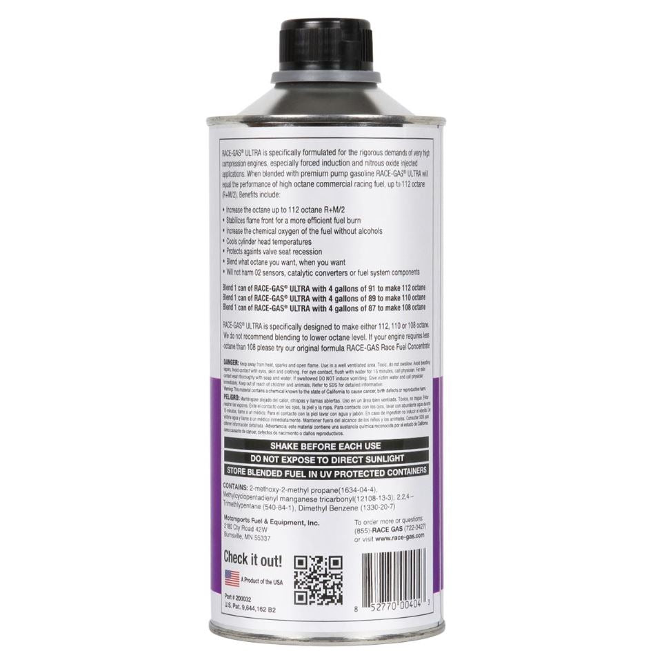 Race Gas Fuel Additive, 32 oz Bottle, Used To Boost Octane Ranging 110 To 112 - 200032