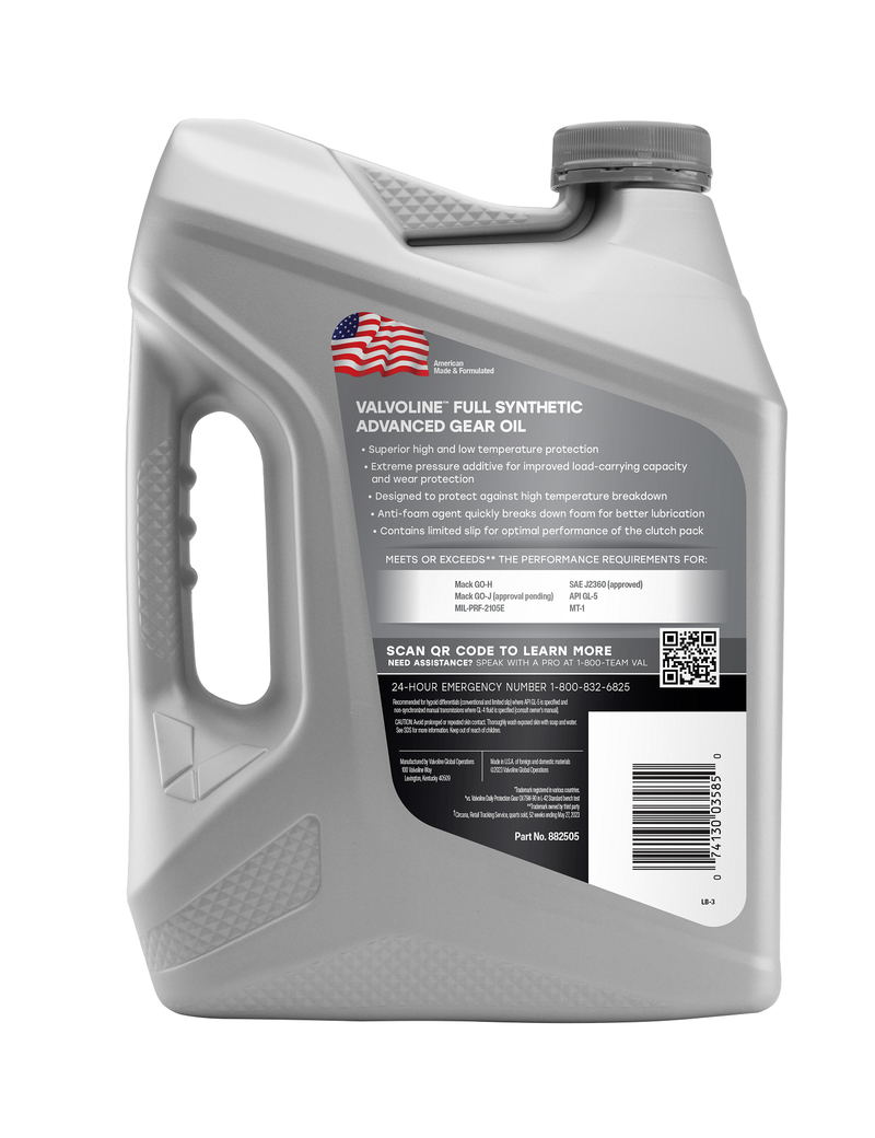 Valvoline Gear Oil, 1 gal Can, SAE 75W-90 - 882505