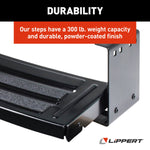 Lippert Entry Step, 24 in Width x 7 in Depth, Powder Coated Black Heavy Gauge Steel - 432678