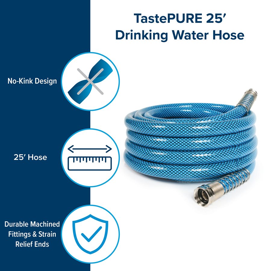 Camco Fresh Water Hose, 5/8 in Internal Diameter, 25 ft Length, 100 PSI Working Pressure - 22833