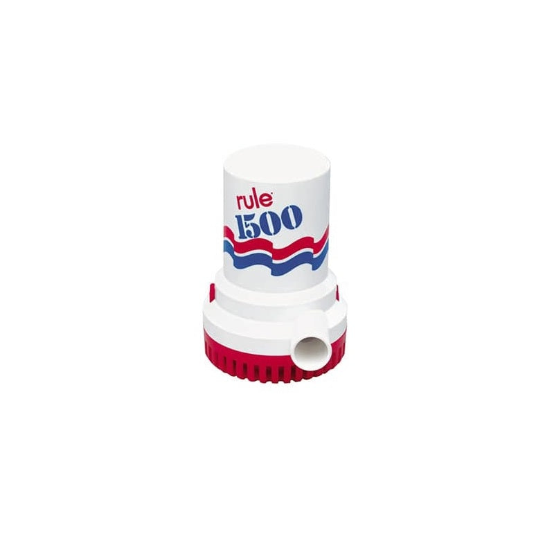 Rule Bilge Pump, 1500 gal Per Hour Flow Rate, 1-1/8 in Hose Barb Port, 4-1/4 in Width x 6 in Height - 02