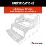 Lippert Entry Step, 3 Manual Folding Steps, 24 in Width x 7 in Depth, With 7 in Rise - 432687