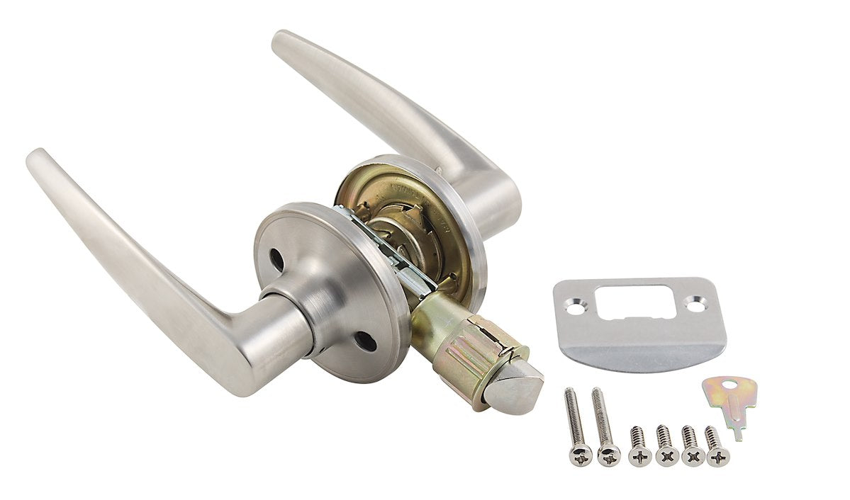 AP Products Entry Door Handle, Used As 2-3/8 in Or 2-3/4 in Backset, Stainless Steel - 013-230-SS
