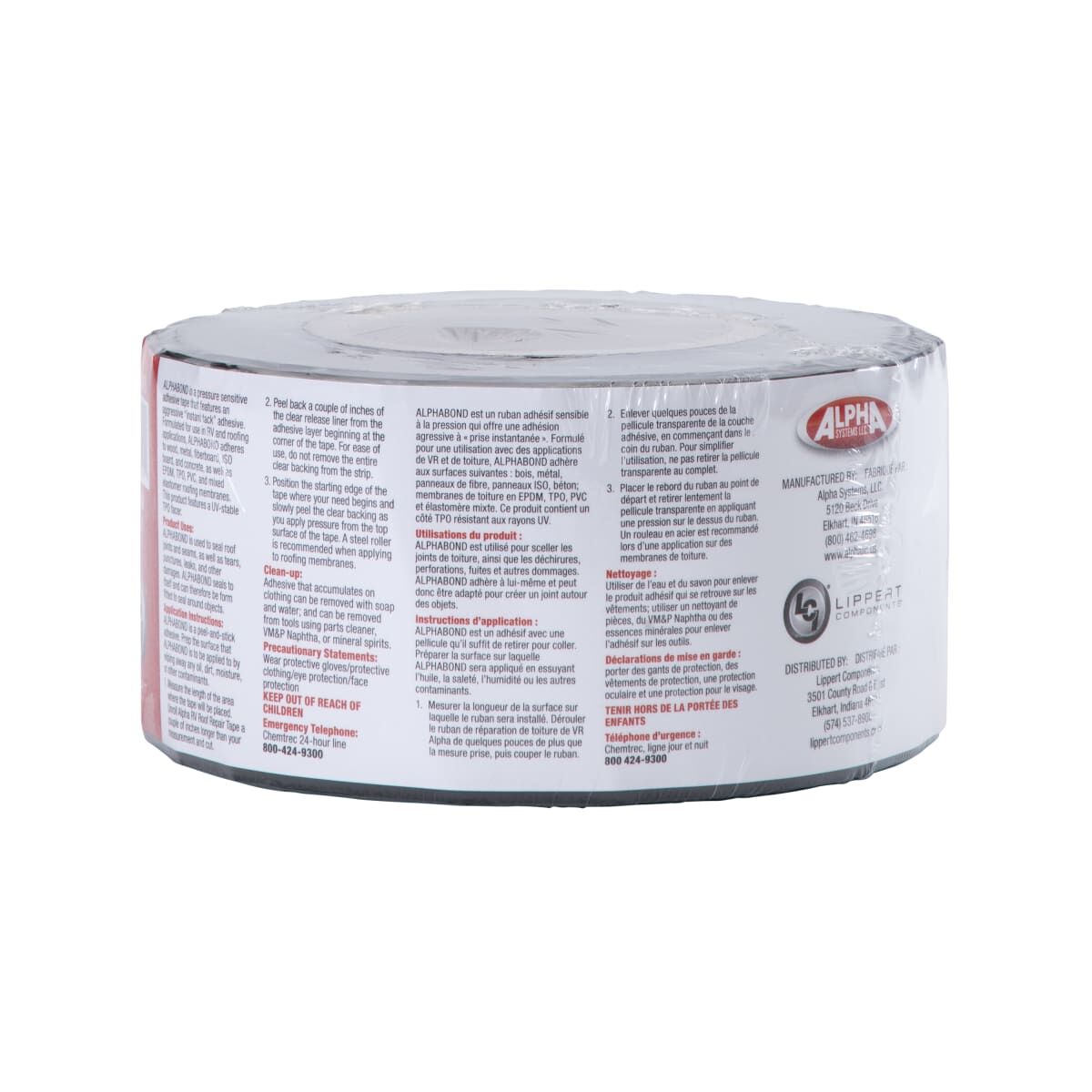 Lippert Caulk Sealant, Alphabond/Alpha Systems QTPOBL350LCI, Black, 3 in Width x 50 ft Roll - 862406