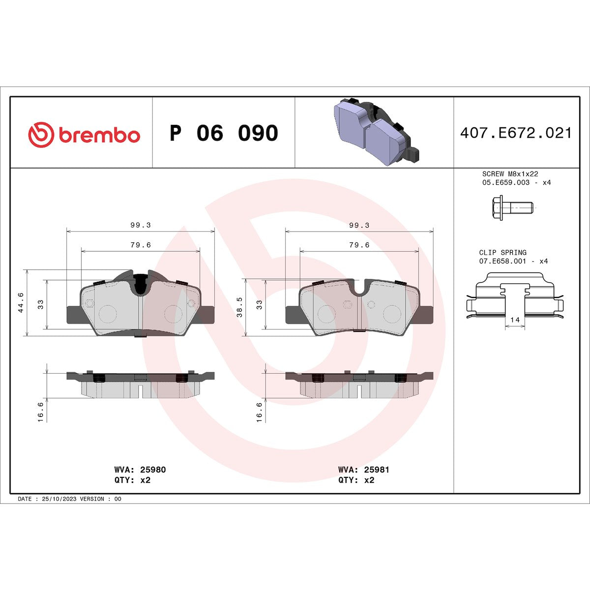 Brembo Brake Pads P06090 product image 5