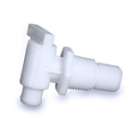 Camco Fresh Water Tank Drain Valve, Dual Hose Size To Fit 1/2 in or 3/4 in, With 3/8 in and 1/2 in Male NPT Thread - 22243